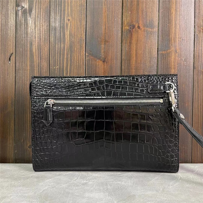 Authentic Crocodile Skin Businessmen Envelop Clutch Wristlets Purse Genuine Alligator Leather Male Large Card Holders