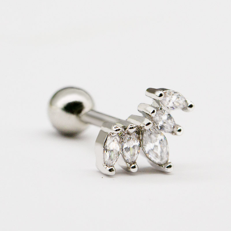 Zircon Gems Ear Piercing Jewellery 1.2mm 16G Silver Cartilage Stud
