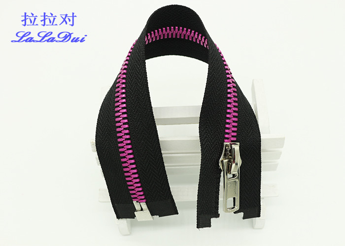 Auto Locking Slider Two Way Open Ended Zip , Novelty 2 Way Separating Zipper Metal For Hoodies / Cardigan