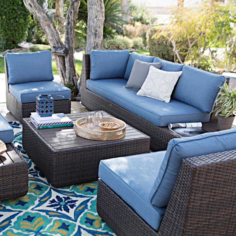 Balcony Aluminum Outdoor Sofa Eco Friendly Rattan Garden Sofa Set