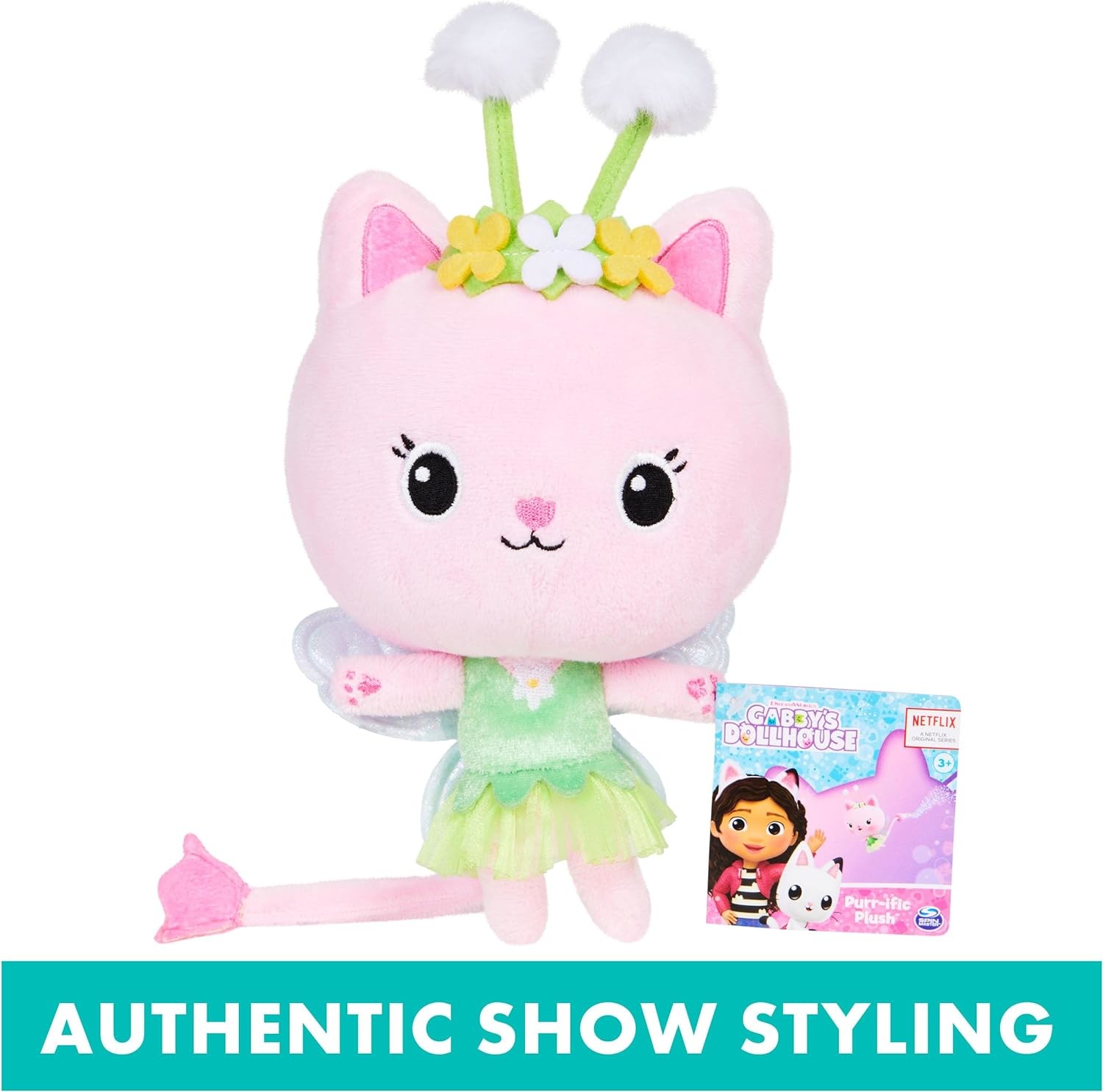 Gabby’s Dollhouse, 7-inch Kitty Fairy Purr-ific Plush Toy, Kids Toys for Ages 3 and up