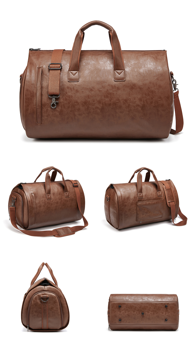 Wholesale outdoor PU leather luggage travel bag business suit bag men Duffel Travelling bag