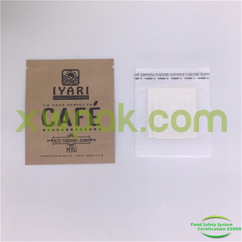 Matte Finish Foil Lined Herb Tea Drip Coffee Filter Bags Heat Seal 3 Side Seal Bag For Snack