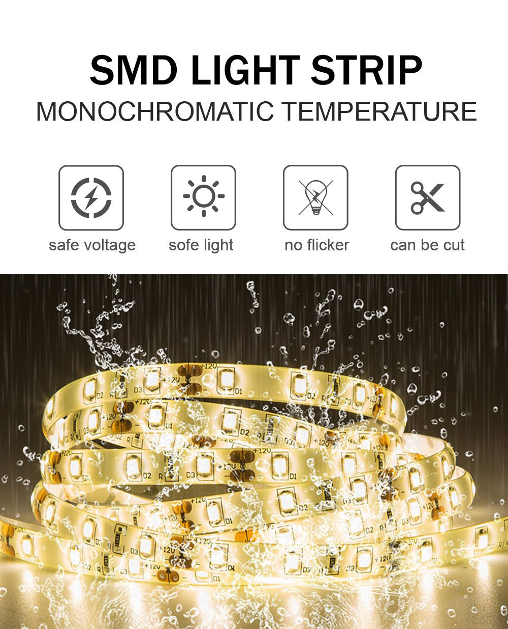 5V 8mm 320leds 4000K 1cm one cut IP65 Waterproof Electroplate flexible COB Led Strip Light