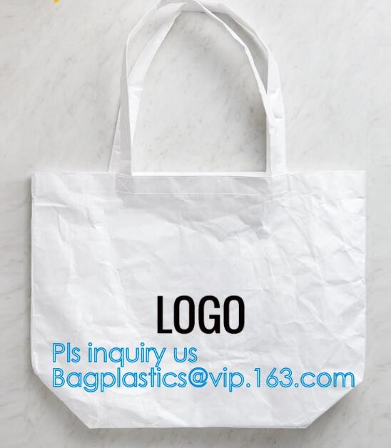 Cheap Lightweight Cheap Brown Custom Made Print Logo Water-proof Tyvek Paper Tote Shopping Bageco reusable promotion gif