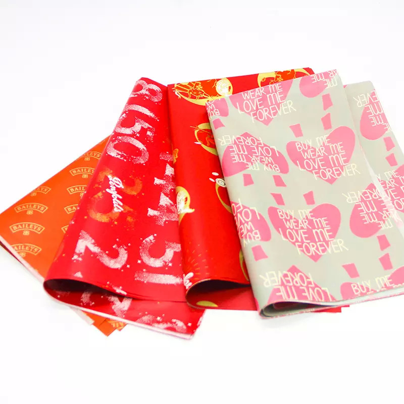 Christmas Gift Wrapping Packaging Red Tissue Paper Wrap With Gold Foil Printing Floral