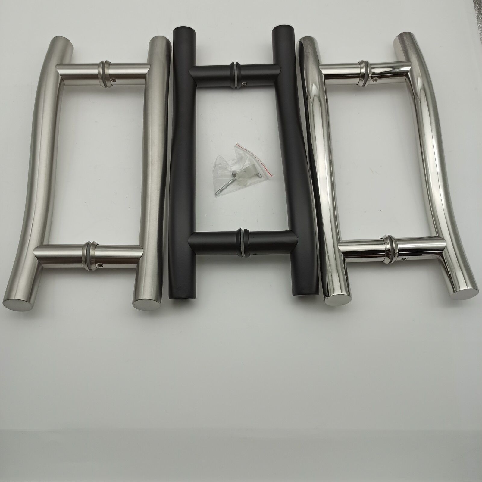 Door Window Handles 8 Inch Black Glass Door Handle in Chrome Finish 304 Stainless Steel