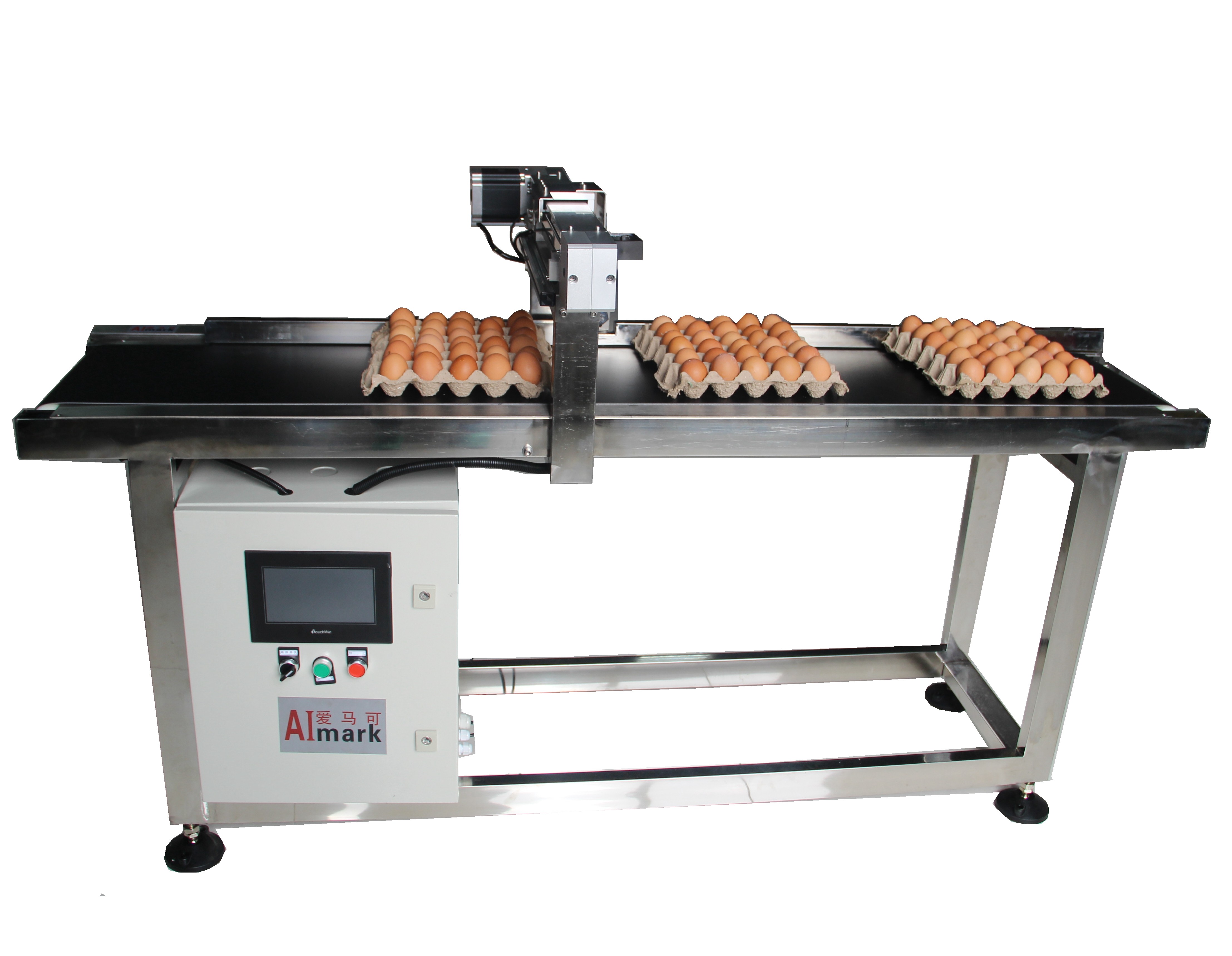 E5 Step Motor Lubing Egg Coding Conveyor Belt With X Axis System