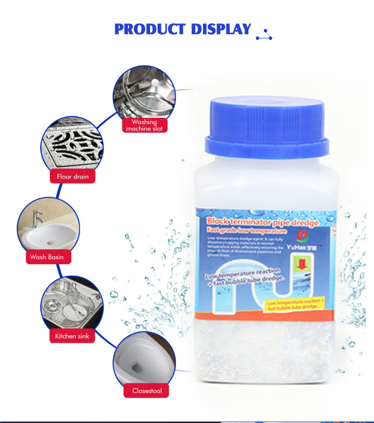 Clogged Drains Toilet Pipe Cleaner Powder 268g Foaming Sink Unblocker