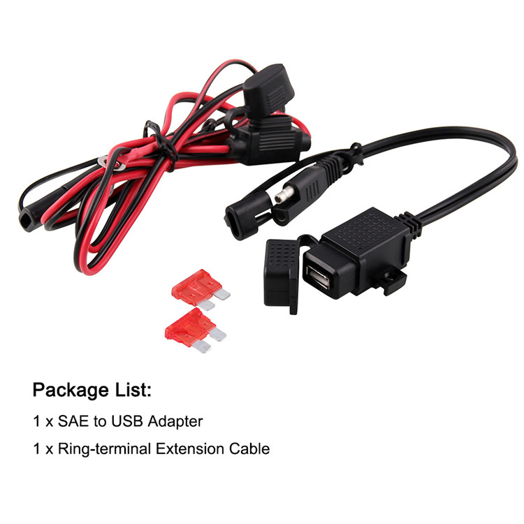 USB Charger 2.1A 12v Waterproof Automotive Wiring Harness With Inline Fuse Power