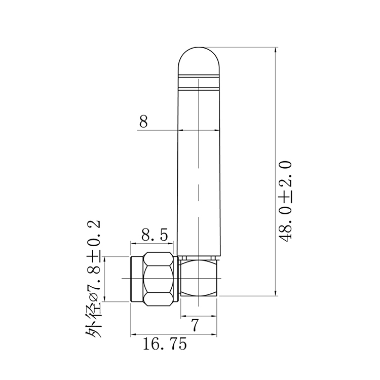 Vertical L Shape Long Range Omnidirectional Wifi Antenna 2.4G 2500MHz 2dBi