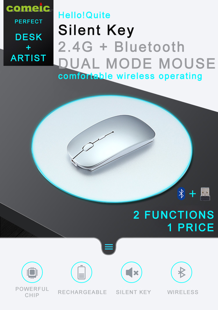 Factory sell wireless bluetooth mouse rechargeable mini usb 3d optical computer wireless mouse withbroardcom chipset