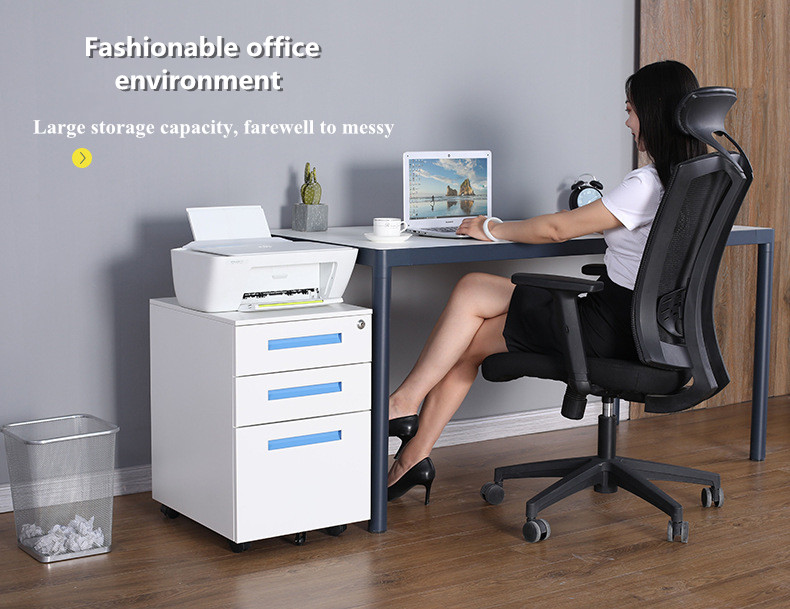 0.6mm White 3 Drawer Lateral File Cabinet With Lock Modern