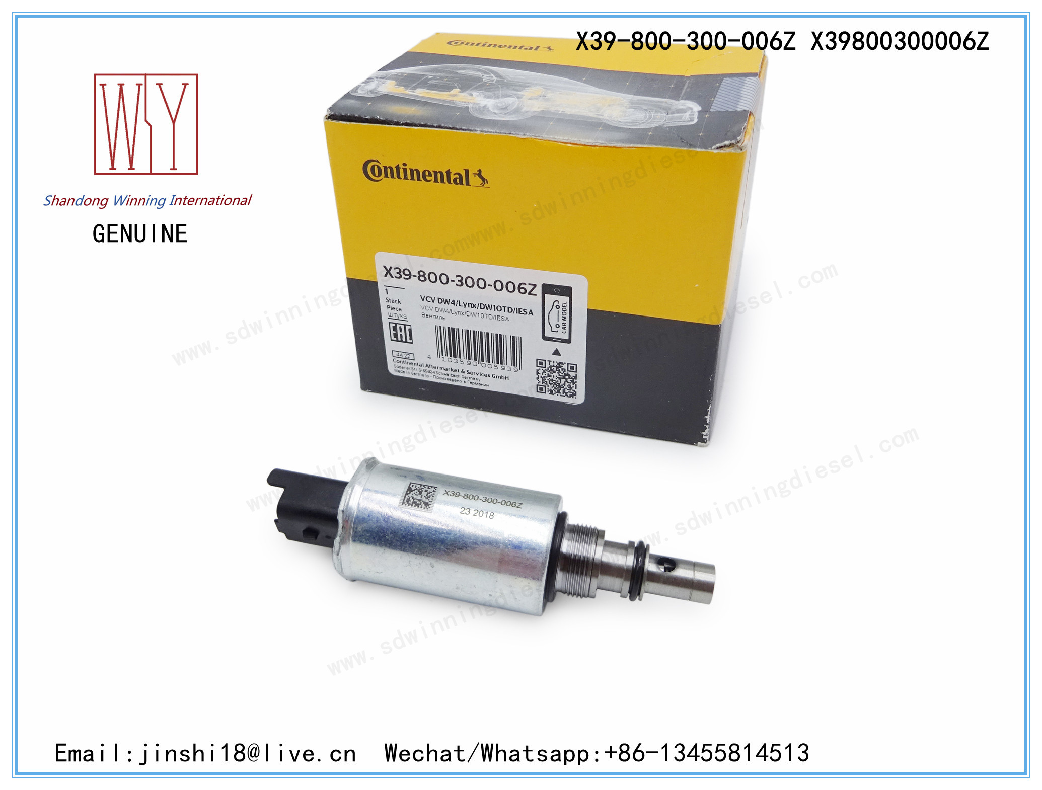 CONTINENTAL GENUINE AND BRAND NEW DIESEL FUEL PUMP VOLUME CONTROL VALVE, VCV X39-800-300-006Z X39800300006Z