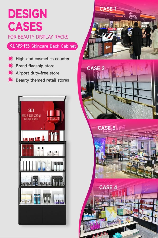 KLNS-R3 Multiple Levels of Display Space Skincare Display Cabinet with Soft Film Light Box