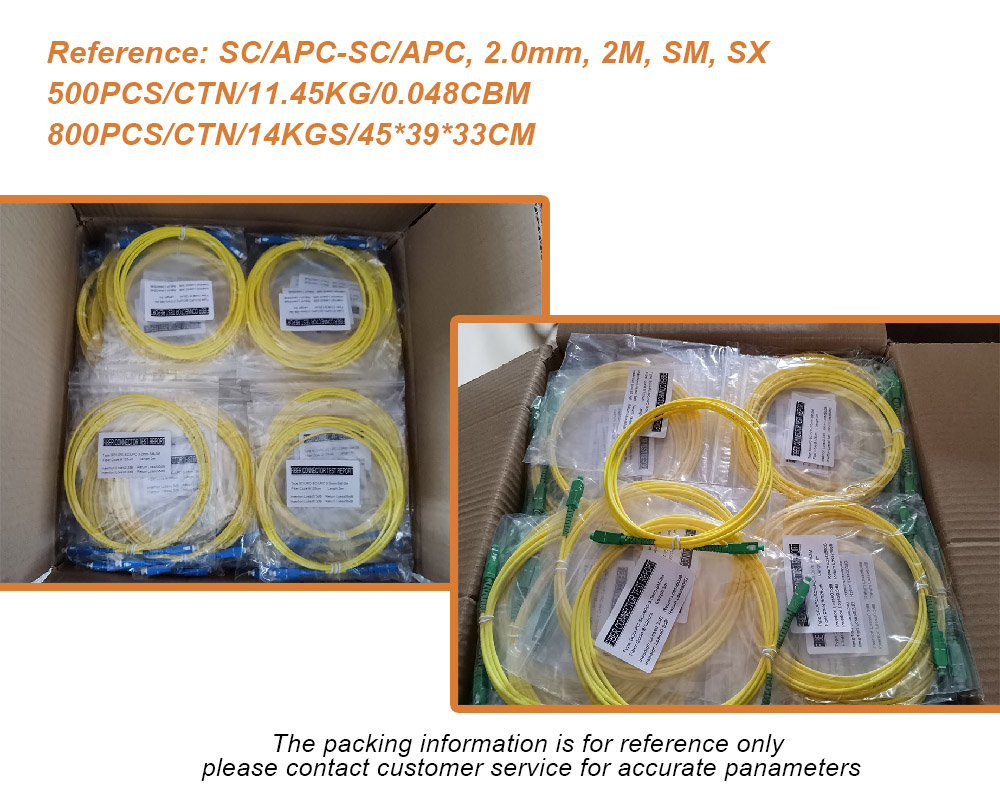 3.0mm SC APC Duplex single mode patch cord 1M Length less than 0.3dB