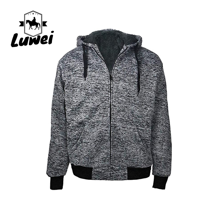Streetwear Embroidered Heavy Cotton Logo Drawstring Soft Knitted Men's Hoodies & Sweatshirts With Zipper