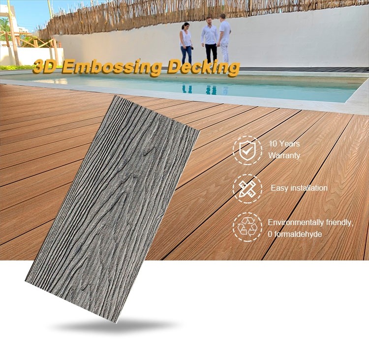 Engineered Outdoor Decorative 3d Embossing Wpc Decking Wood Plastic Composite Flooring