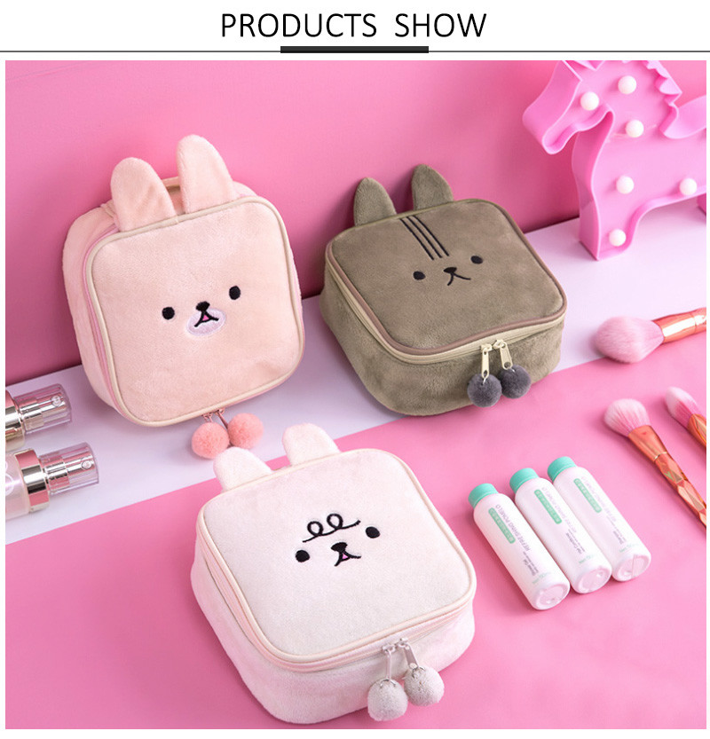 Portable Zipper Clutch Coin Purse Cute Plush Pouch Bag For Girl