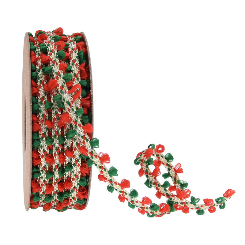 10mm*10m Merry Christmas Velvet Ear Edge For Gift Packing And Festival Decoration