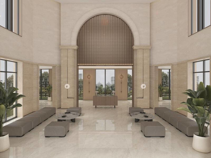 Beige Acid-Resistance 1200x1200mm No Fade Inside Wall Glazed Polished Porcelain Tile For Hotel