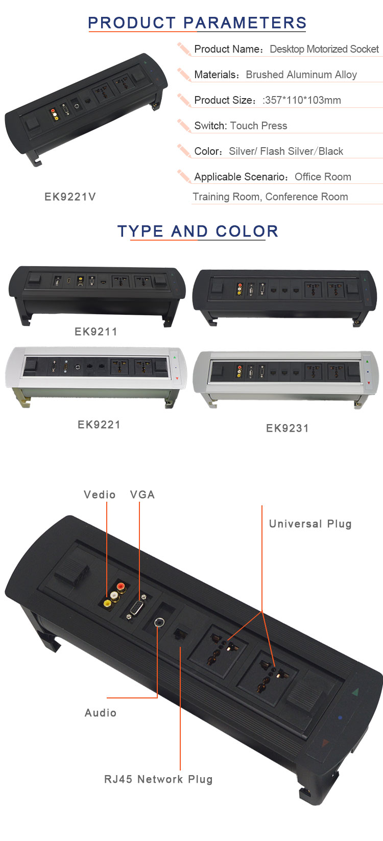 Universal desktop hidden flush mount table power socket for office furniture