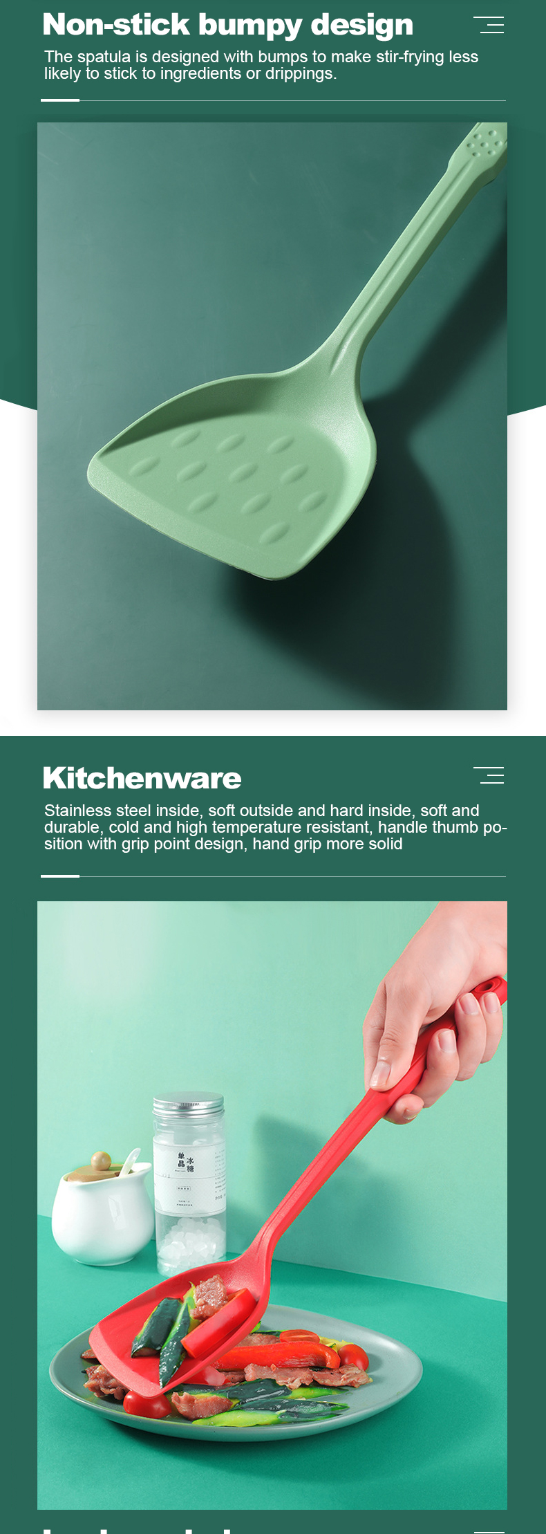 Reusable Seamless Silicone Cooking Utensils Set With SS Core