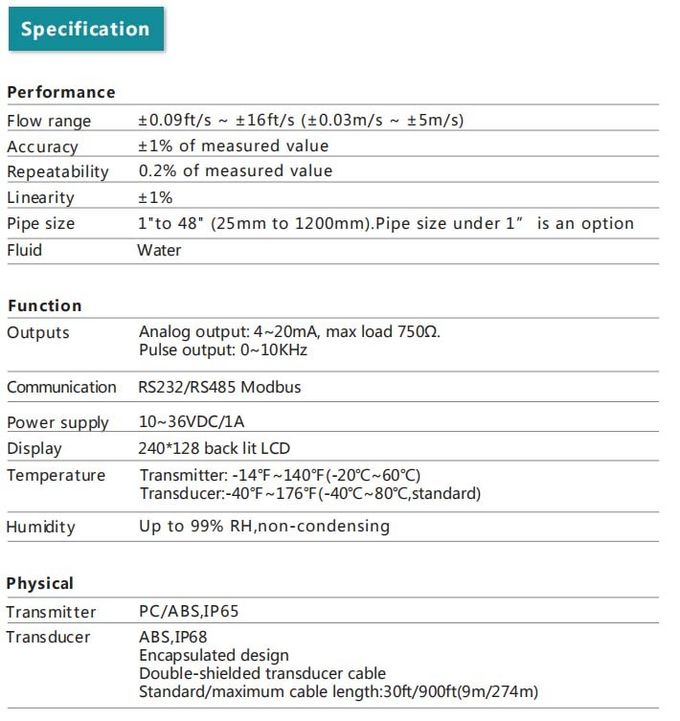 4-20mA Output Flange Mounting RS485 Ultrasonic Water Flow Meter