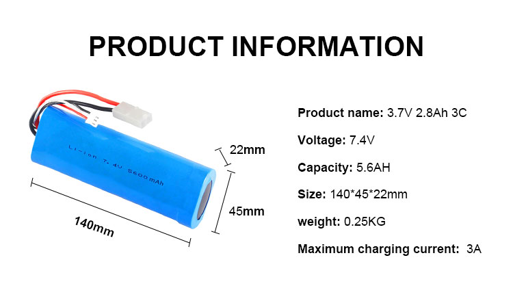 Rechargeable 18650 li ion battery pack 7.4v 5600mah Li-ion Battery Pack for electrick