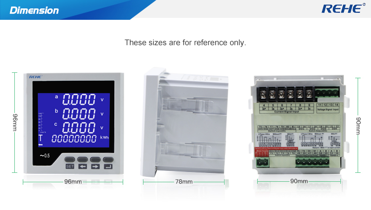 Three-phase Digital Multimeter AC LED display KWH measuring multimeters