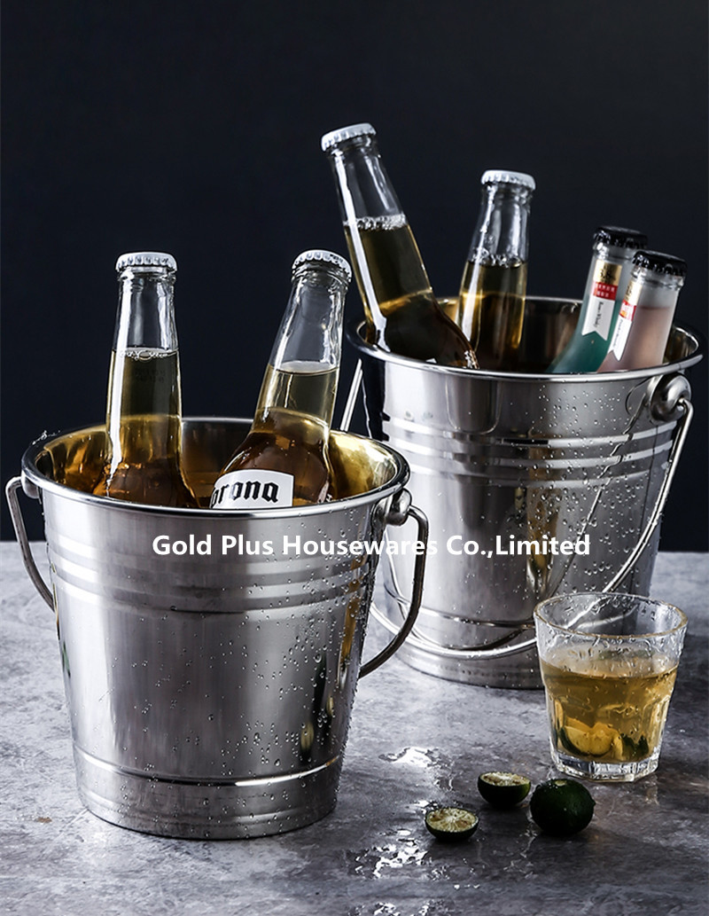 2.5L Bucket & cooler & holder type stainless steel mini ice bucket cheap steel ice bucket wine ice bucket