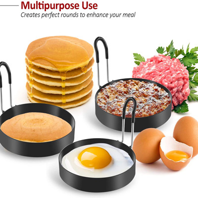 Black Round Stainless Steel Egg Cooking Rings Modern