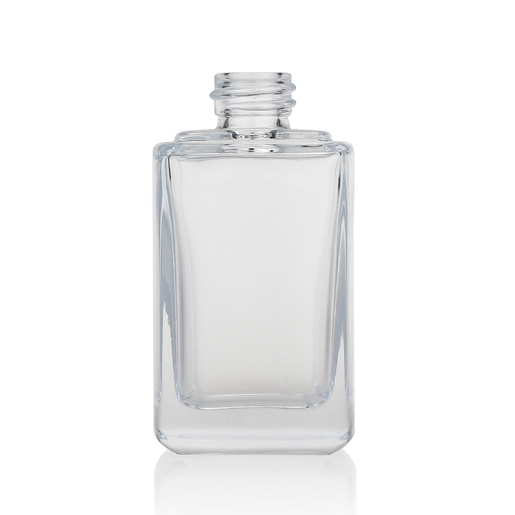 Clear Empty Square Glass Bottle For Liquid Foundation custom logo printing