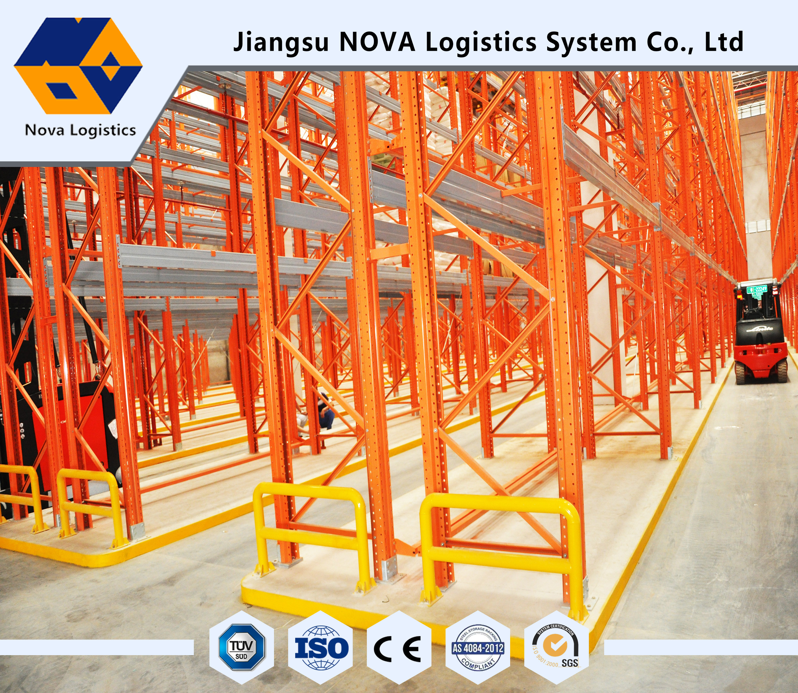 Color Customized VNA Heavy Duty Pallet Racking For Providing High Density Storage
