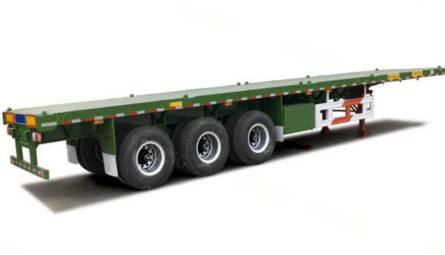 3 axle 40ft container 60Ton flatbed trailer price with mechanical suspension