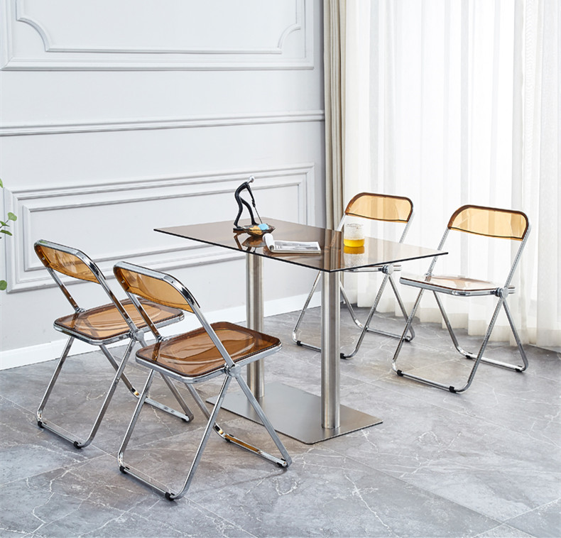 Pub Small Bistro Glass Table And Chairs Set 4 Seater Crystal Acrylic Folding