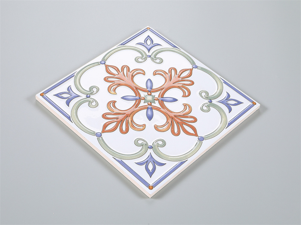 White And Red Modern Tiles 200x200mm Flower Ceramic Rustic Tile And Vintage Tiles For Restaurant And Bedroom
