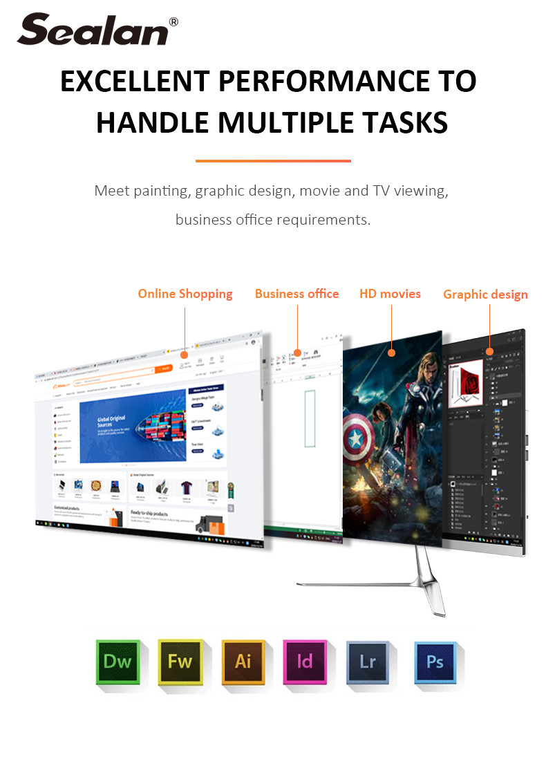 SSD 480G AIO Touchscreen PC RAM 8GB All In One I3 Desktop