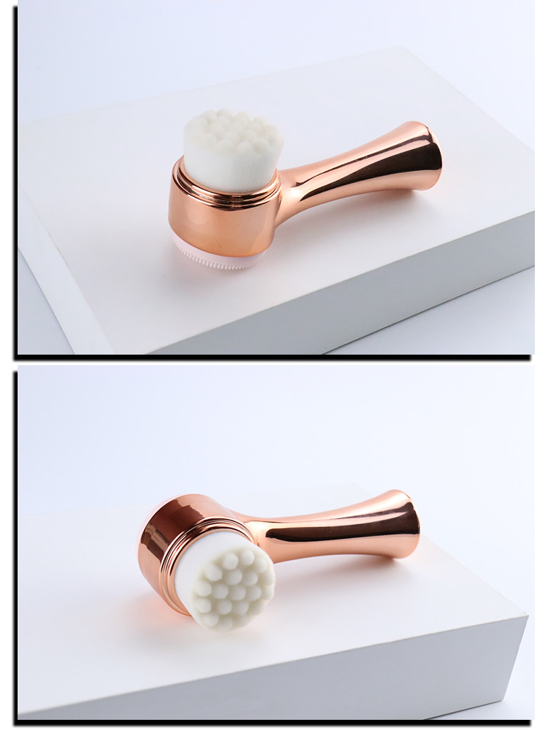 Double Surface Manual Facial Cleansing Brush Soft Synthetic Hair Silicone