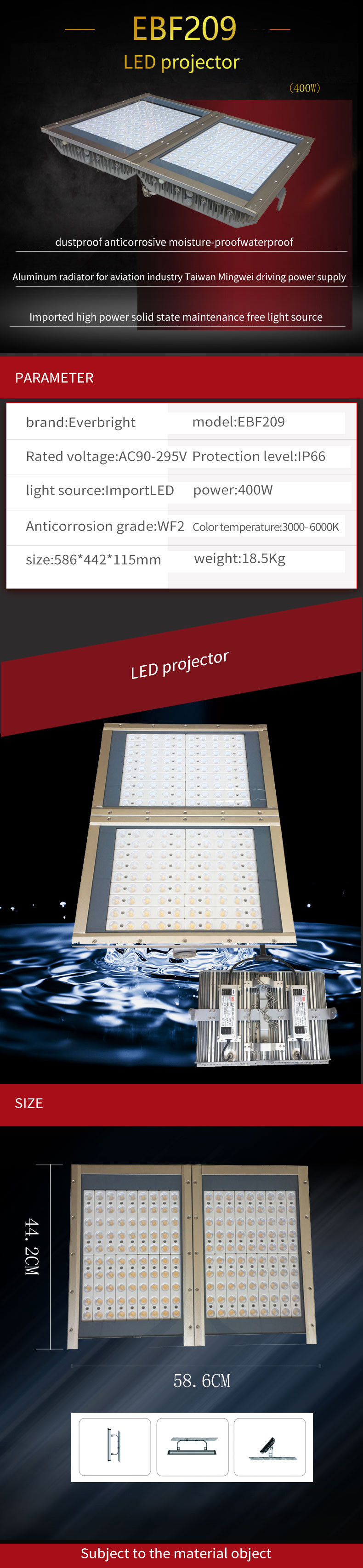 Cold White IP66 LED Tunnel Lamp 44000lm Street Light For Garden