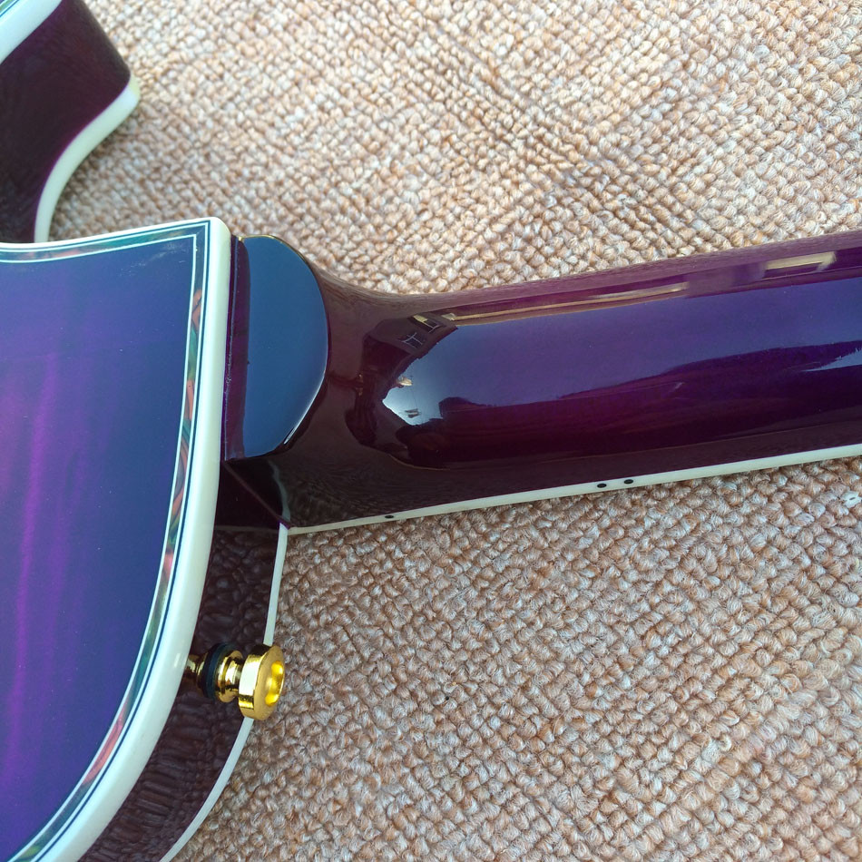 Custom LP Semi Hollow body Electric Guitar with F holes, Abalone Flower inlaid fingerboard guitar, free shipping