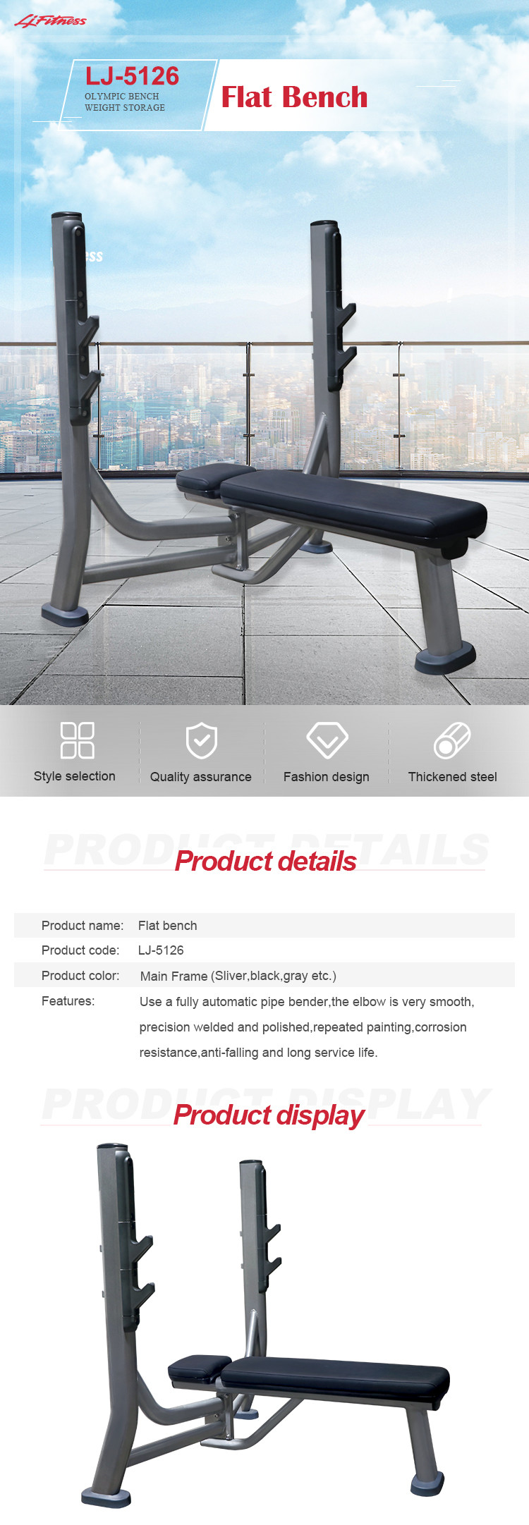 Commercial Gym Workout Instrument Flat Bench Weight Machine For Health