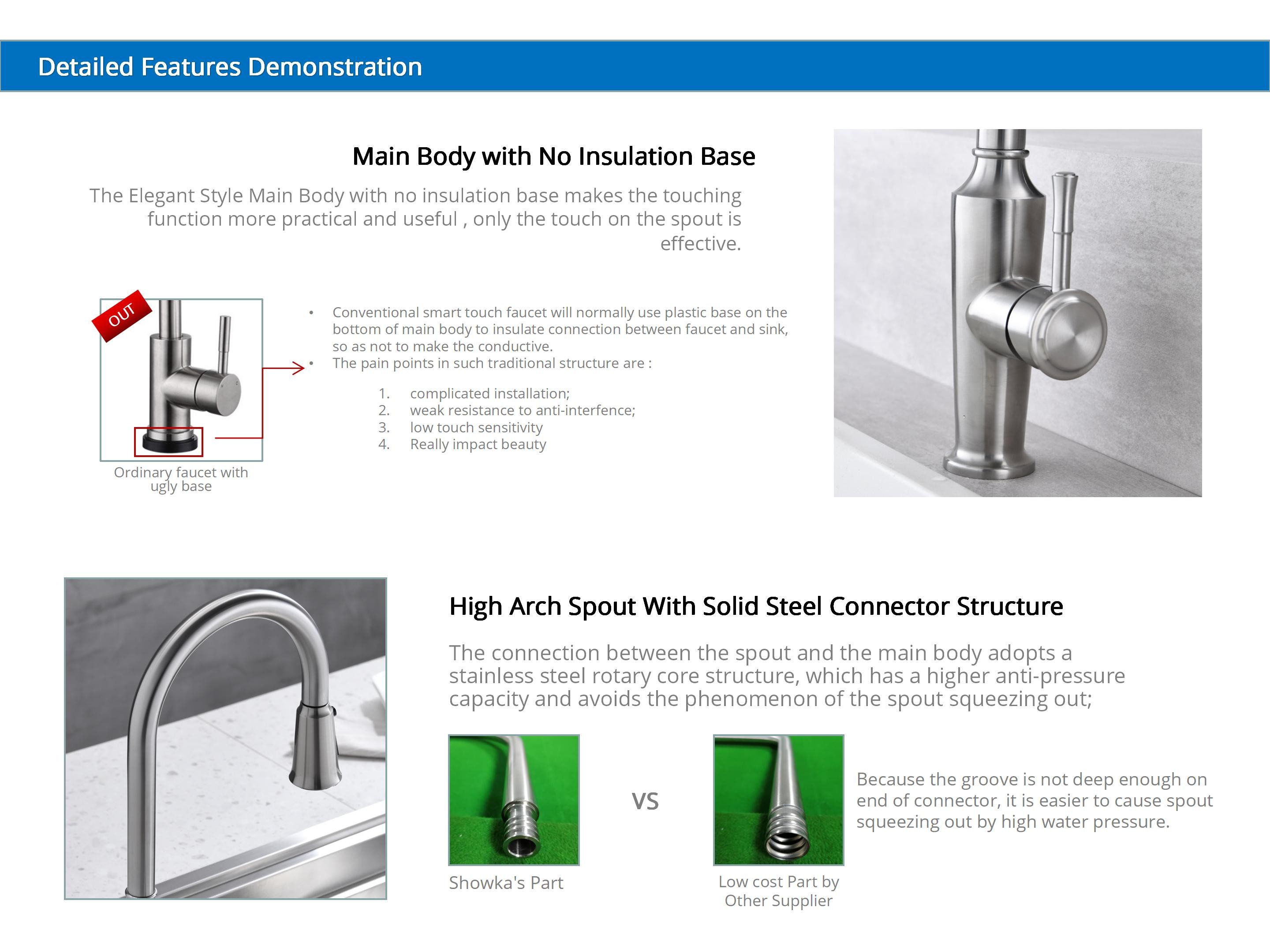 High Arch PEX Hose Touch Free Kitchen Faucet OEM Moveable Sink Tap