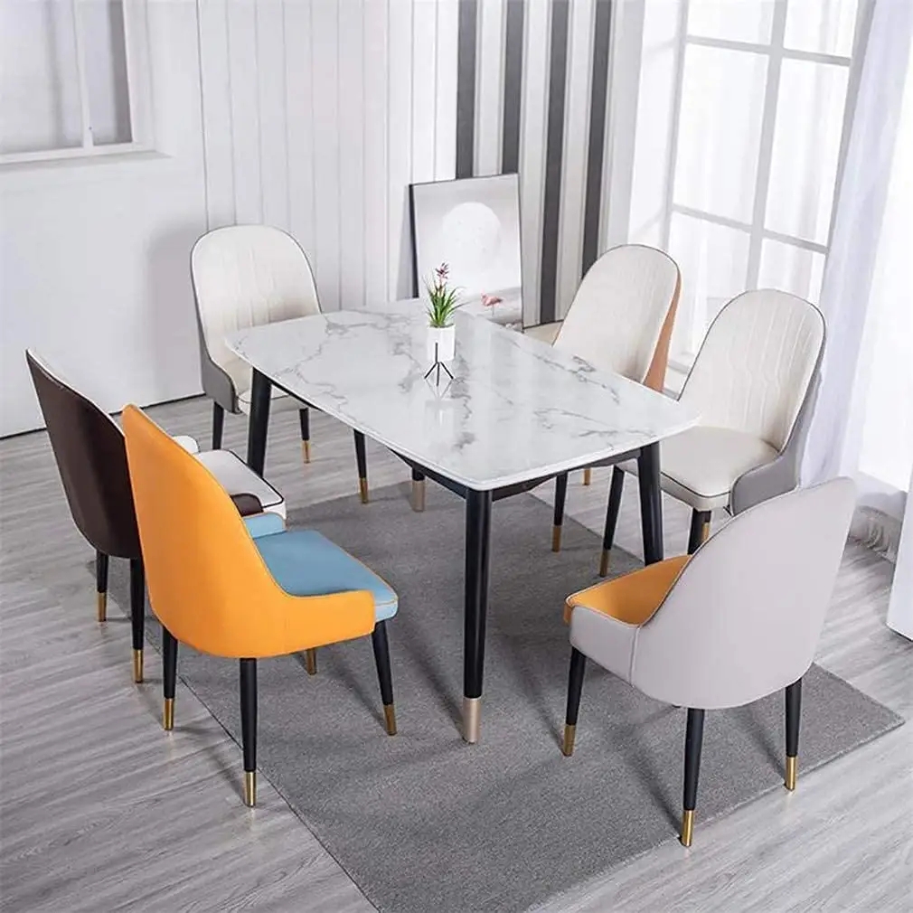 Italian Style Colorful Upholstered Parsons Chairs PU Leather For Home Restaurant