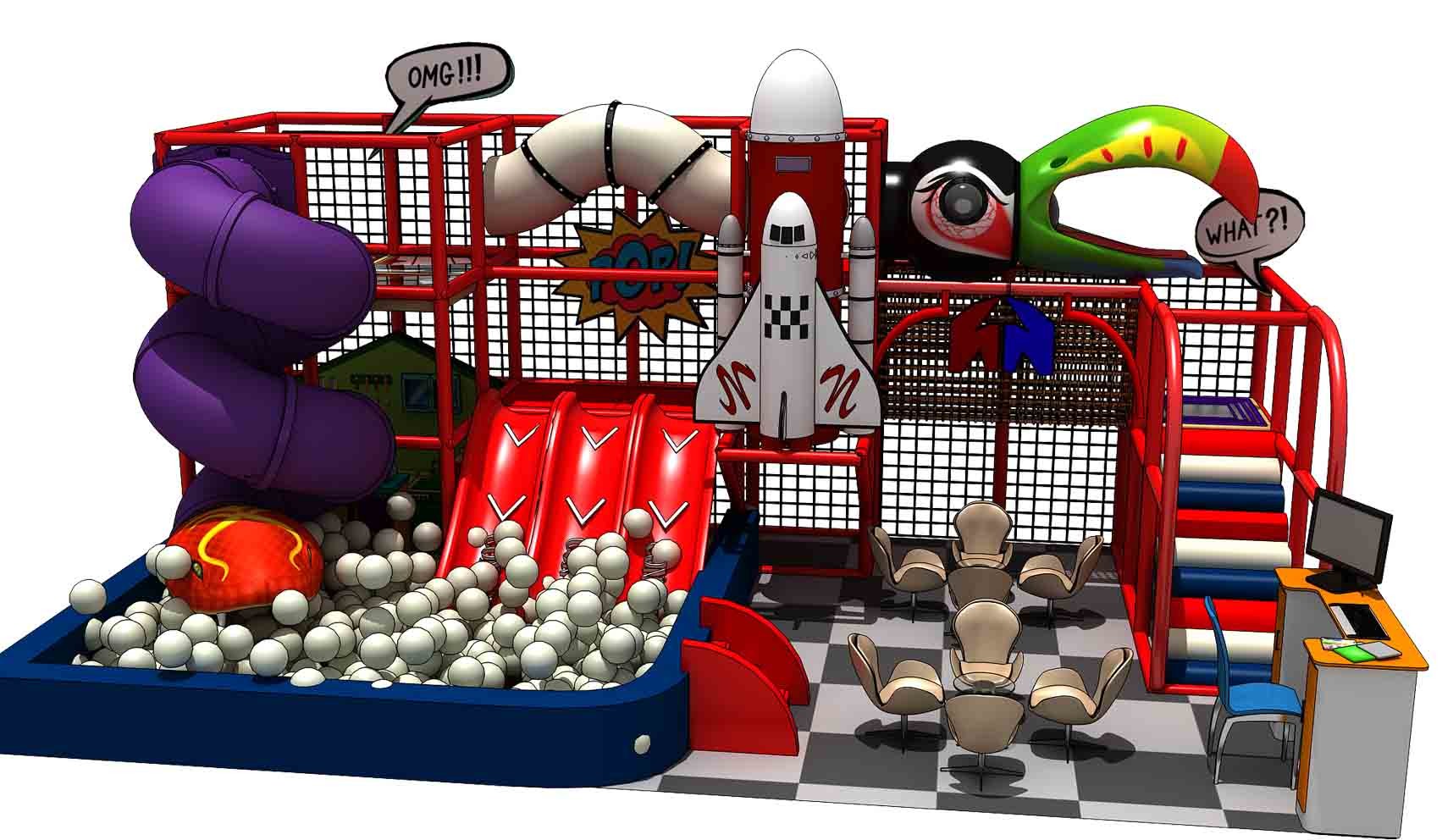 two level candy theme trampoline park kids indoor play gym with ball pool and slide