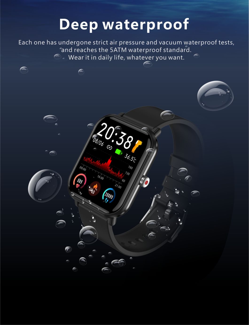 1.7 Inch TFT High-Definition 240*280pixel Full Screen Touch Temperature Monitoring Music Control Multiple Dials Q9PRO Smart Watch