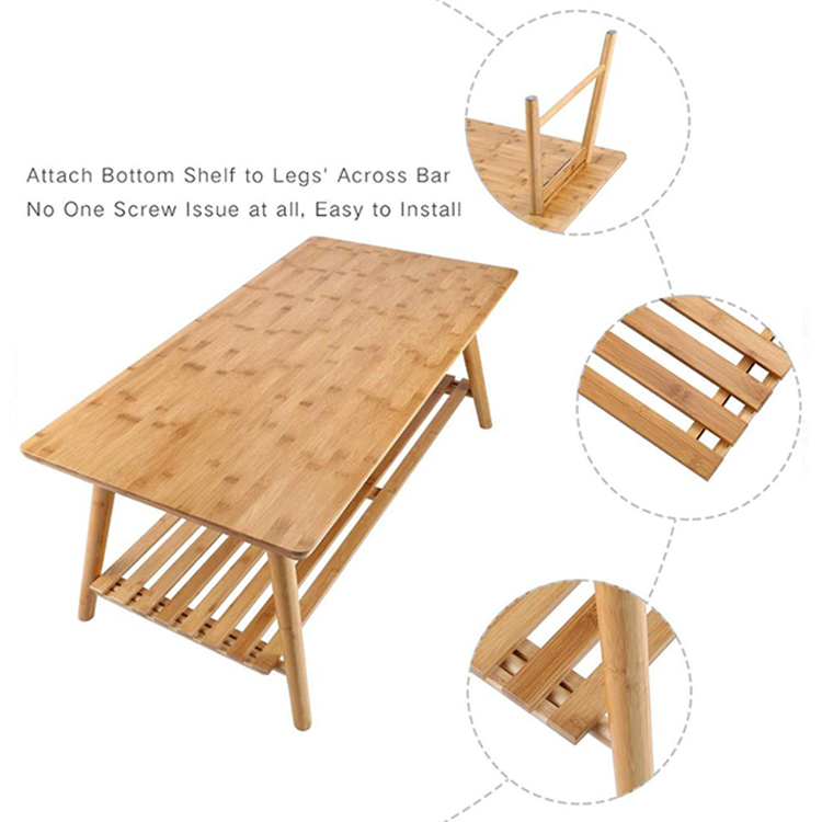 Multifunctional Solid Bamboo Furniture Simple and Modern Coffee Table for Small Homes