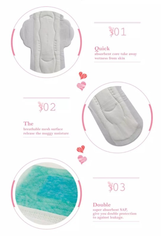 Maxi Anion Sumitomo SAP Laid Paper Overnight Sanitary Napkins