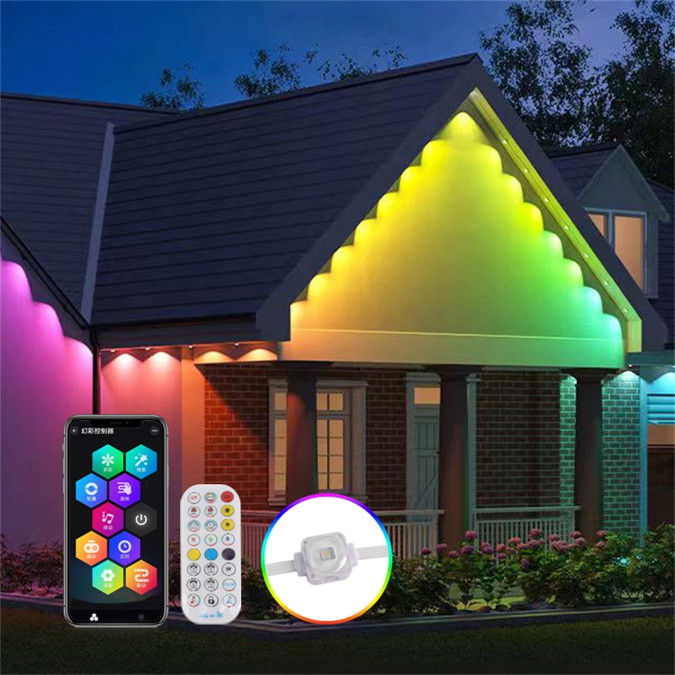 Holiday Christmas Outdoor 25MM 1.5W Waterproof Permanent Outdoor Lights Rgb Permanent Outdoor Rgb Eaves Light