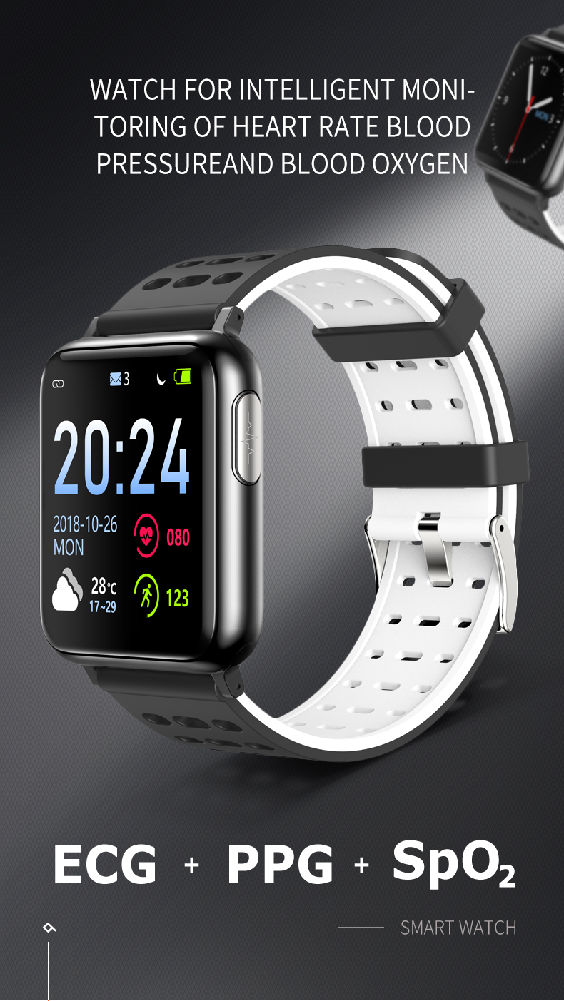 AI HRV ECG Smart Watch Fitness Tracker With Alarm Health